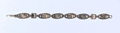 Vtg Art Deco 12k Bracelet Gold Filled / Smoky Quartz/ Glass Stones 7.5″
