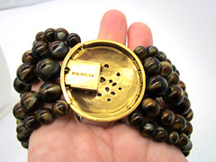 Estate MMA Museum of Modern Art Goldtone Agate Bead 280 Gram 5 Strand Necklace