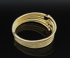 925 Silver Vintage Ribbed Gold Plated Multi Row Topaz Bypass Bracelet BT9558