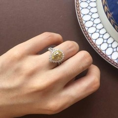 Art Deco Antique 2.20 Ct Canary Diamond Vintage Wedding Ring 925 Sterling Silver