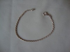 VINTAGE 1980s STERLING SILVER STAMPED 925 ITALY 2MM WIDE WHEAT CHAIN 7″ BRACELET