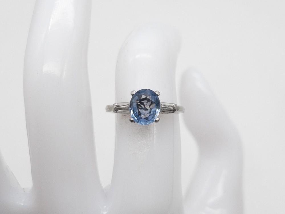 Vintage 1940s $6000 2.30ct Natural Ceylon BLUE Sapphire Diamond Platinum Ring
