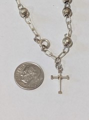Vintage Sterling Silver Cross Ball Bead 7.75″ Oval Link Bracelet 3 Grams