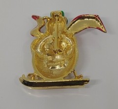 Vintage Gerry’s Gold Tone Enamel Skiing Snowman Christmas 2″ Pin/Brooch