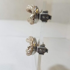 Vintage Flat Back Earrings, Twisted Links Knot, Serpent, Textured, Clip On