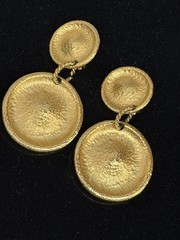 Vintage Anne Klein Couture Gold Tone Clip-On Earrings Runway Style Unsigned