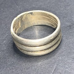 STERLING SILVER .925 Lot Ring 026 Sz 6 3 Tri Stack Stacked Stackable Bands Band