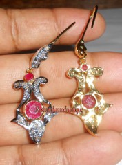 100% NATURAL 0.68ct ANTIQUE ROSE CUT DIAMOND SILVER RUBY DANGLE WEDDING EARRINGS