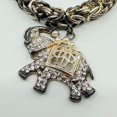 Crystal Elephant Pendant Bracelet Silver Tone Chain Boho Festival Layering Gift