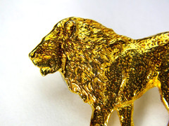 Vintage GG HARRIS Gold Plated Fine Pewter Pins #600 Alligator & #493 Lion