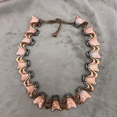 Vintage Matisse Renoir Copper Enamel Necklace Unsigned 16”