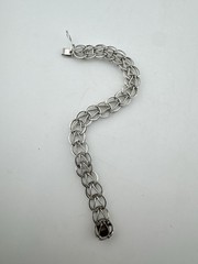 Vintage Sterling Silver Charm Bracelet 10mm Wide Unique Etched Link Starter 925