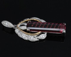 7.70ct Rubellite Tourmaline 0.06ct Diamond Platinum & 18K Yellow Gold Pendant