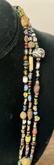Vintage Multi-Strand Beaded Necklace Statement Multicolor Acrylic Glass, Wood