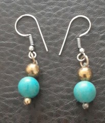 Vintage JTV Blue Howlite Gemstone Beaded Dangle Earrings