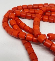 Antique Old Orange Red Ox Blood Coral Beads Mala Necklace 26” Japa Beads Nature