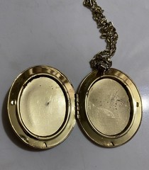 Vintage Etched Goldtone Photo Locket 1.75×1.50 And 24” Chain