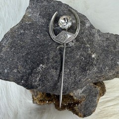Vintage GE General Electric Silver Tone Art Deco Style Stick Pin w/ Rhinestone