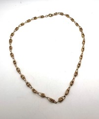 Vintage twisted rope knot link gold tone chain short necklace choker 14 1/2 inch