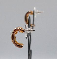 Vintage Gold-tone Huggie Hoops with Flush-set Rhinestones .60″ by .25″