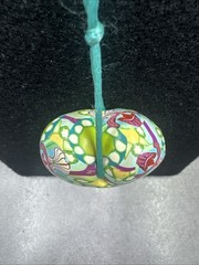 Vintage Billie Beads Hand Crafted Polymer Clay Heart Love Pendant on Silk Cord