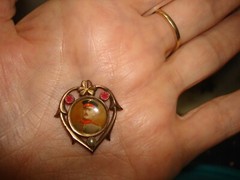 Antique Metal Heart Stone Painted Miniature Soldier Waterproof Talisman Pendant