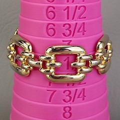Vintage Chain Bracelet 21mm Glossy Gold Tone 7.25″