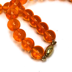 Vintage Chunky Bead Necklace Orange Amber Lucite Faux Tortoiseshell 29 in Long