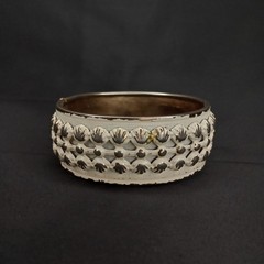 Vintage 1960s White Enamel Gold Tone Hinged Clamper Bangle Bracelet New Arrival