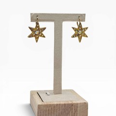 Vintage Kirks Folly Star Earrings AB Crystal Gold Tone w/ Box