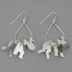 Vtg Lightweight Sterling Articulated 3D Full Body Bunny Rabbit Dangle Earrings