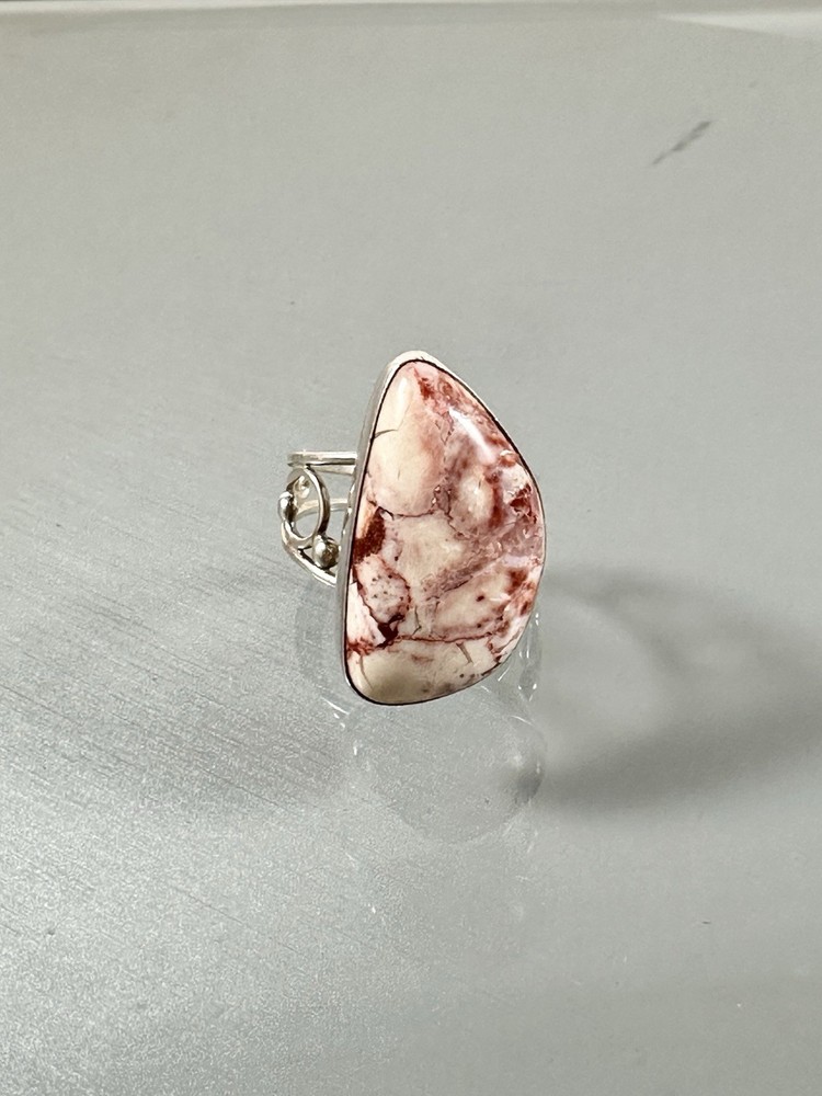 Jay King DTR 925 Silver Irregular Shape Rosita Jasper Ornate Band Ring Size 9.5