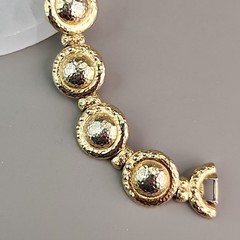 Vintage Monet Bracelet Round Linked Gold Tone 6.75″