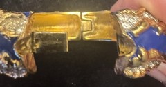 Elegant VTG Jomaz Blue Enamel Rhinestone Hinge Clamper