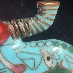 Vintage Cloisonne Elephant Pendant Turquoise Blue Enamel Lucky Charm Necklace