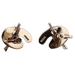 Vintage Mid Century Modern Paint Palette Rose Gold Tone Screw Back Earrings