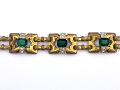 Vtg Art Deco 1930’s McClelland Barclay Emerald Green & Clear Rhinestone Bracelet