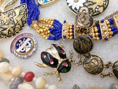 Mixed Lot~Antique & Older Vintage Jewelry~DAMASCENE~CLOISONNE~CZECH~1 925 PIN