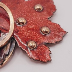 Vintage Matisse Leaf Brooch and Clip On Earrings Copper Enamel Vintage 1950s Set