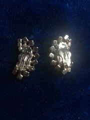 Vintage 1950’s – 1970’s WARNER Clip Rhinestone and Silver Tone Earrings