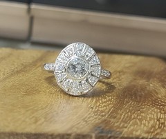 14k White Gold Vintage Engagement Ring 1.20ct Natural Diamond Round Shape