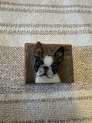 Boston Terrier Handmade Polymer Clay Pin Signed by Artist Alice Liepins