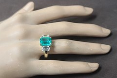 Vintage 14K Yellow Gold Engagement Ring 5.16CT. Blue Tourmaline Emerald Shape