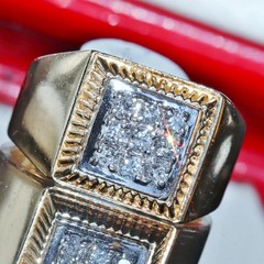 14k yellow gold ring 0.60c natural diamond sz 11 vintage handmade 10.15gr N2564D