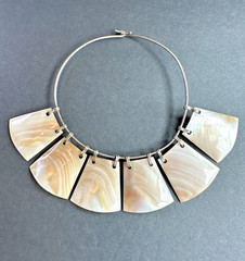 Stunning Abalone Shell Sterling Silver Choker Tribal Statement Necklace
