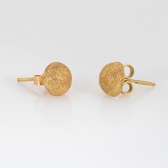 Vintage Portuguese 19k Yellow Gold Textured Small Stud Earrings Buttons