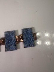 copper and enamel bracelet vintage 1960s reversible with a red & blue sides 7.5”