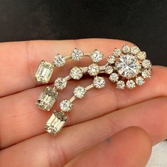 Vintage Rhinestone Brooch Silver Tone Star