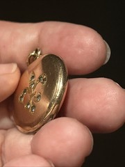 Victorian 7.3g W&H Nouveau Gold Filled Paste Stone Fleur De Lis Locket Pendant