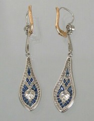 Milgrain Art Deco Drop Earrings 2.5 Ct Simulated Diamond 14K White Gold Plated